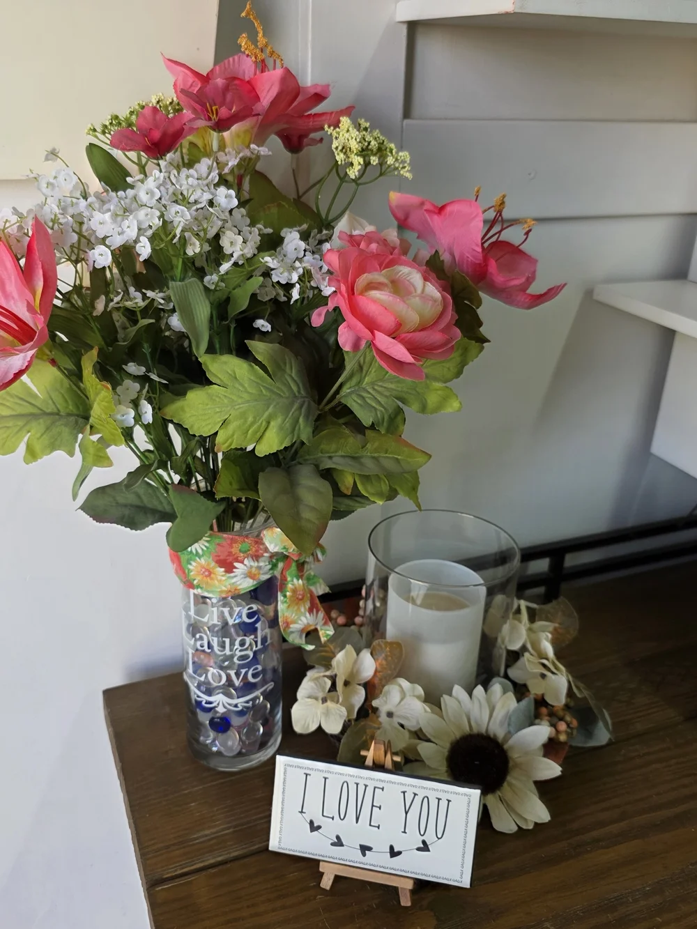 Rustic 'I Love You' White & Black Mini Sign